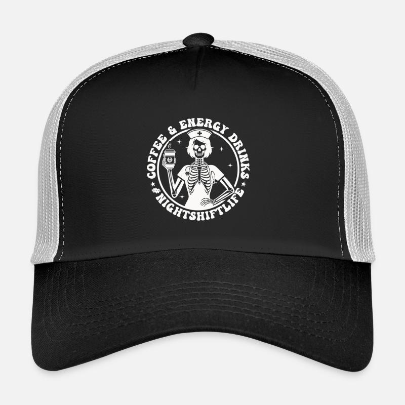 Night Service Coffee Skeleton Trucker Cap