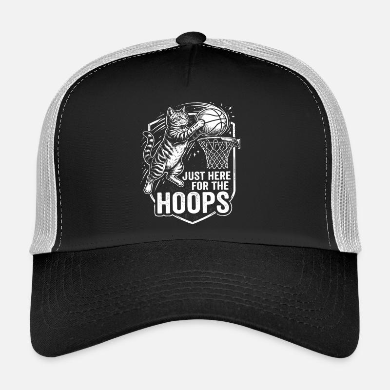 Cat Dunk Hoop: Just Here for the Hoops - Trucker Cap - black/stone grey