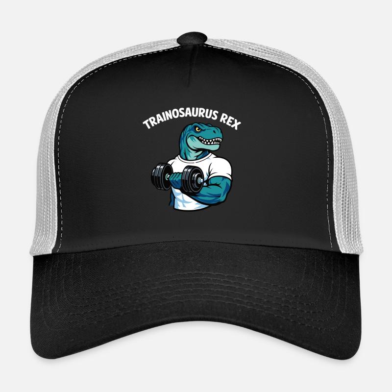 Trainosaurus Rex Funny Gym Dinosaur Shirt Trucker Cap
