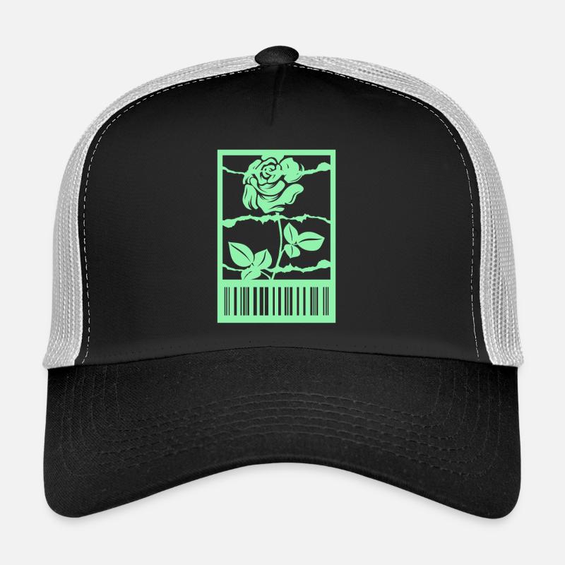 Gothic Rose Barbed Wire Barcode Urban Style Trucker Cap