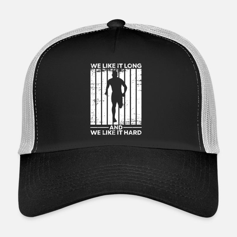 Marathon Runner We Like It Long & Hard Running Trucker Cap