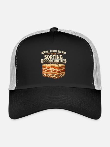 Dirt? No, sorting chance | Geology Humor - Trucker Cap - black/stone grey - Front