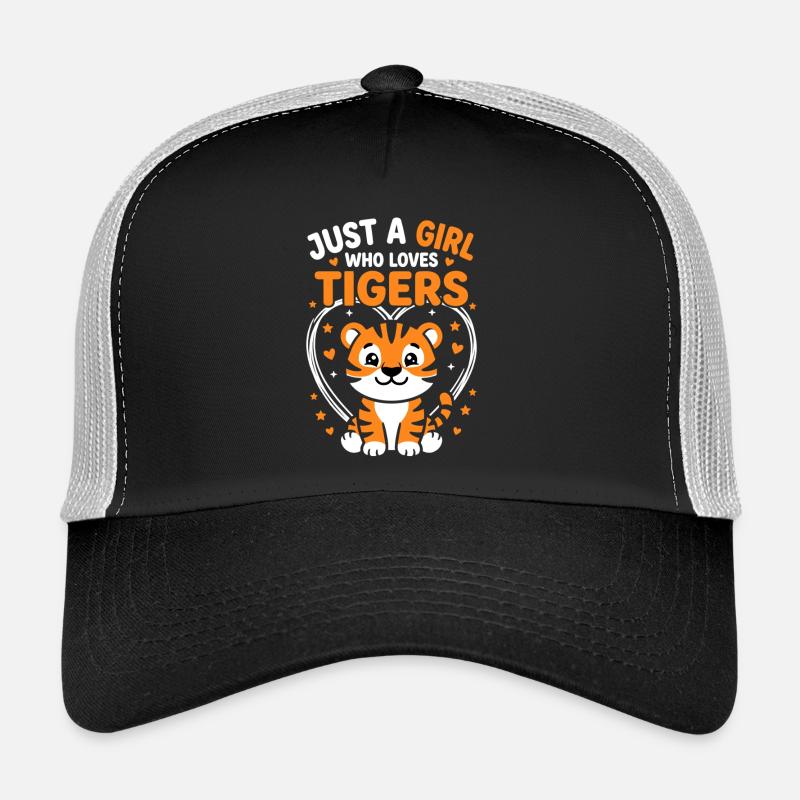 Süßes Tiger Design mit Herzen und Sternen - Trucker Cap - Schwarz/Steingrau
