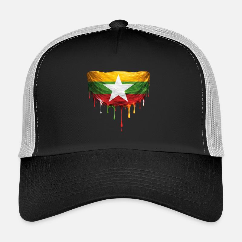 Art de chute du drapeau du Myanmar Casquette trucker 