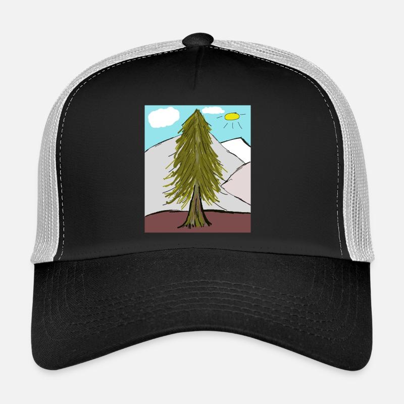 Forêt de conifères sur le soleil de la montagne Casquette trucker 
