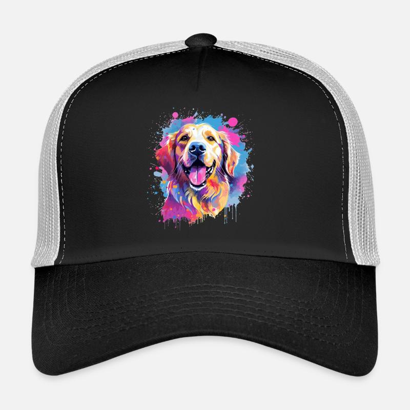 Bunte Hunde-Splash-Kunst Golden Retriever Trucker Cap