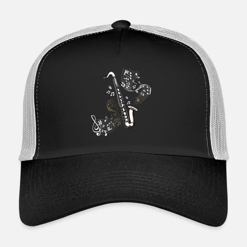 Illustration de roulement de notes au saxophone clarinette basse Casquette trucker 