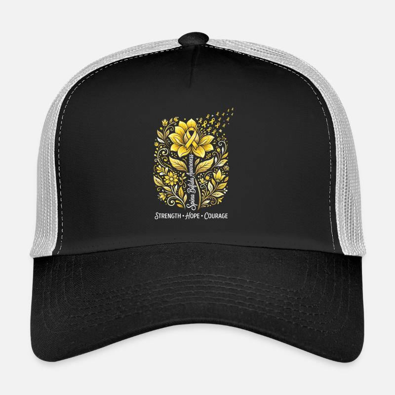 Golden Flower Wreath Strength Hope Courage Trucker Cap
