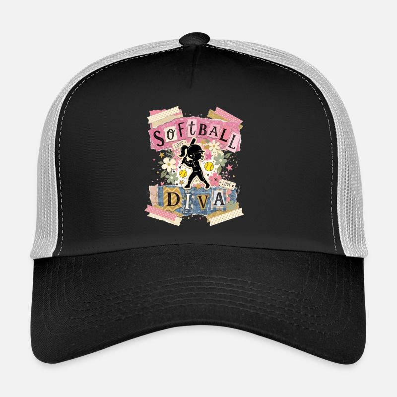 Diva du softball de texte de collage fille Casquette trucker 