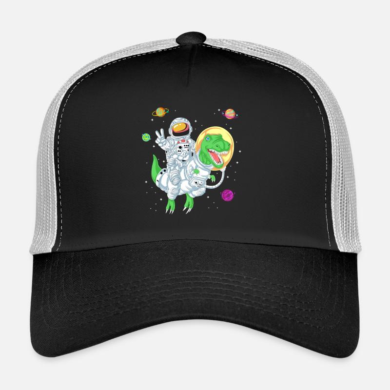 Astronaut Riding T-Rex Dinosaur in Outer Space Art Trucker Cap