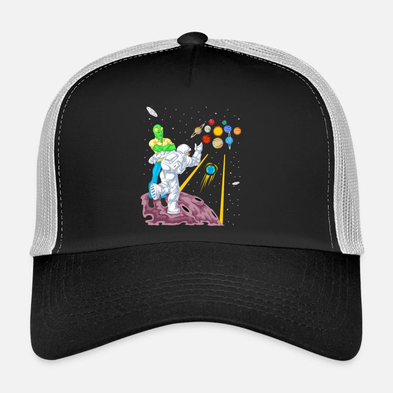 Bowling astronaute et extraterrestre dans le jeu de la galaxie spatiale Casquette trucker 