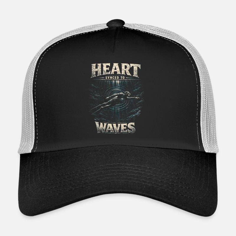 Apnée libre apnée Cœur synchronisé avec les vagues Casquette trucker 