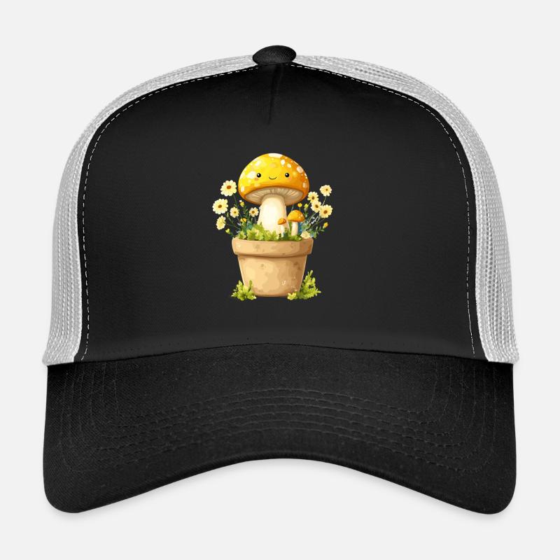 Fröhlicher Pilztopf mit Blütenfreude Trucker Cap