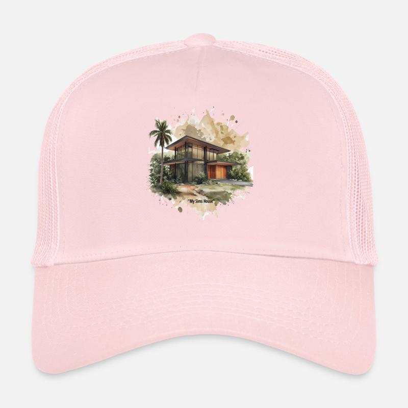 Villa moderniste de style Sims aquarelle Casquette trucker 