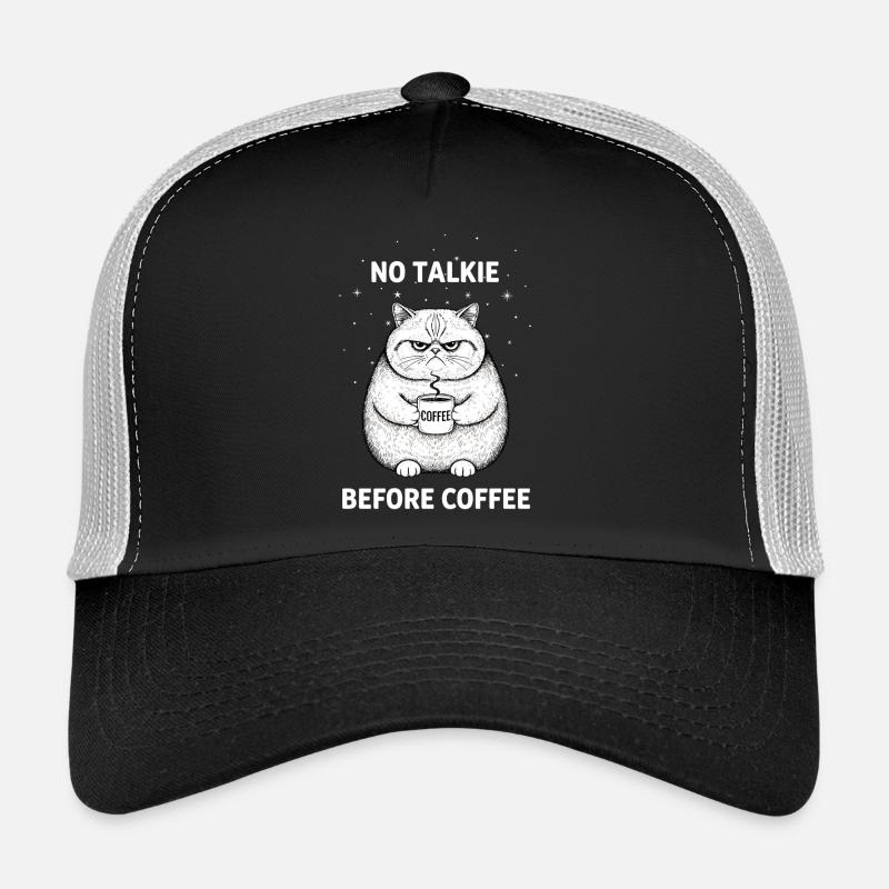 Kein Gespräch Vor Kaffee Liebhaber Katze Trucker Cap