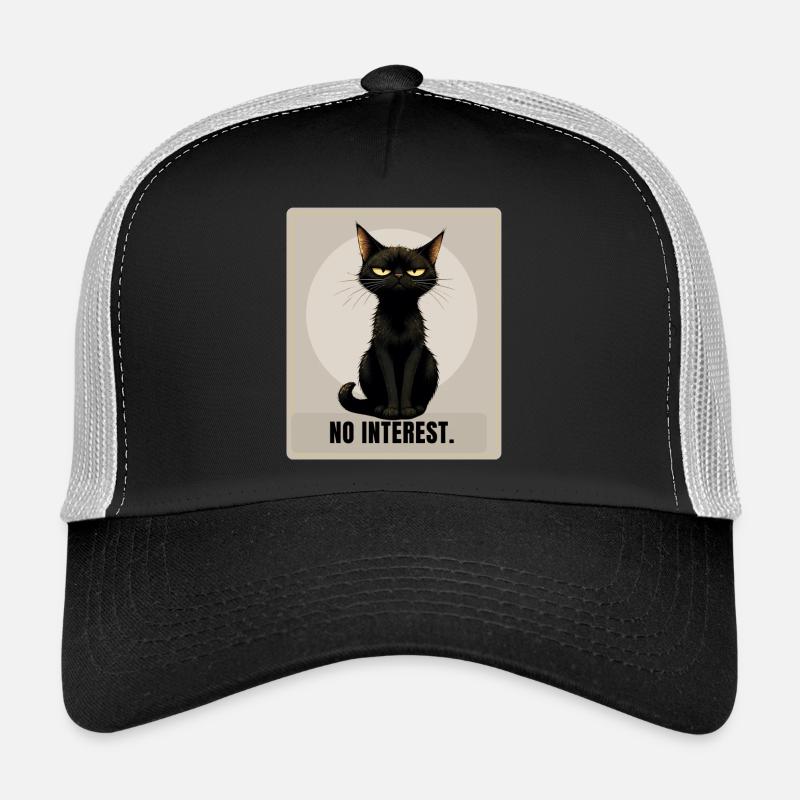 No Interest. – Sarcastic Black Cat Design Trucker Cap