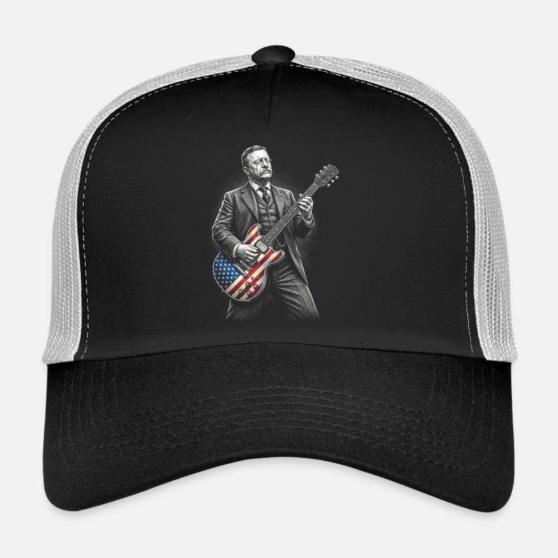 Theodore Roosevelt Guitariste avec Flags Guitar Casquette trucker 