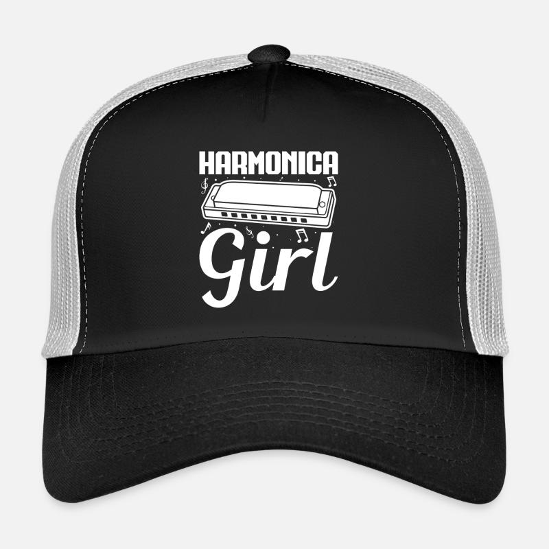 Harmonica Musican Girl Harmonica Trucker Cap