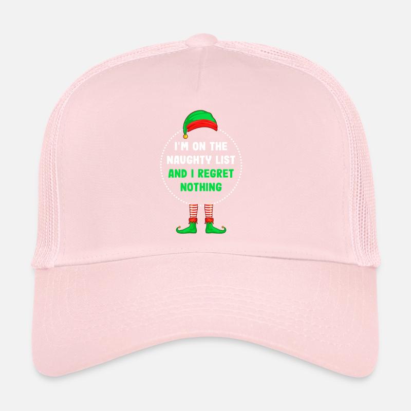 Naughty List Elf Tee Regret Nothing Trucker Cap