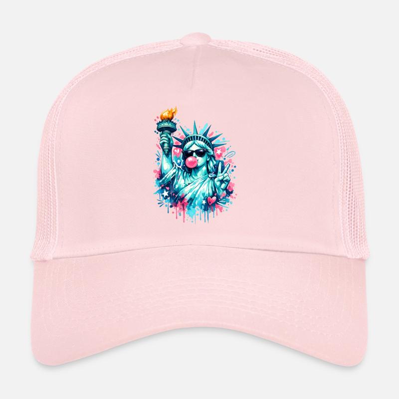 Coole Freiheitsstatue mit Sonnenbrille & Kaugummi Trucker Cap