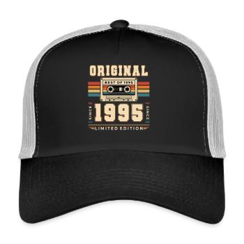 Cadeau de 31 ans Cassette Mari Meilleur de 1995 - Casquette trucker  - noir/gris pierre - Devant