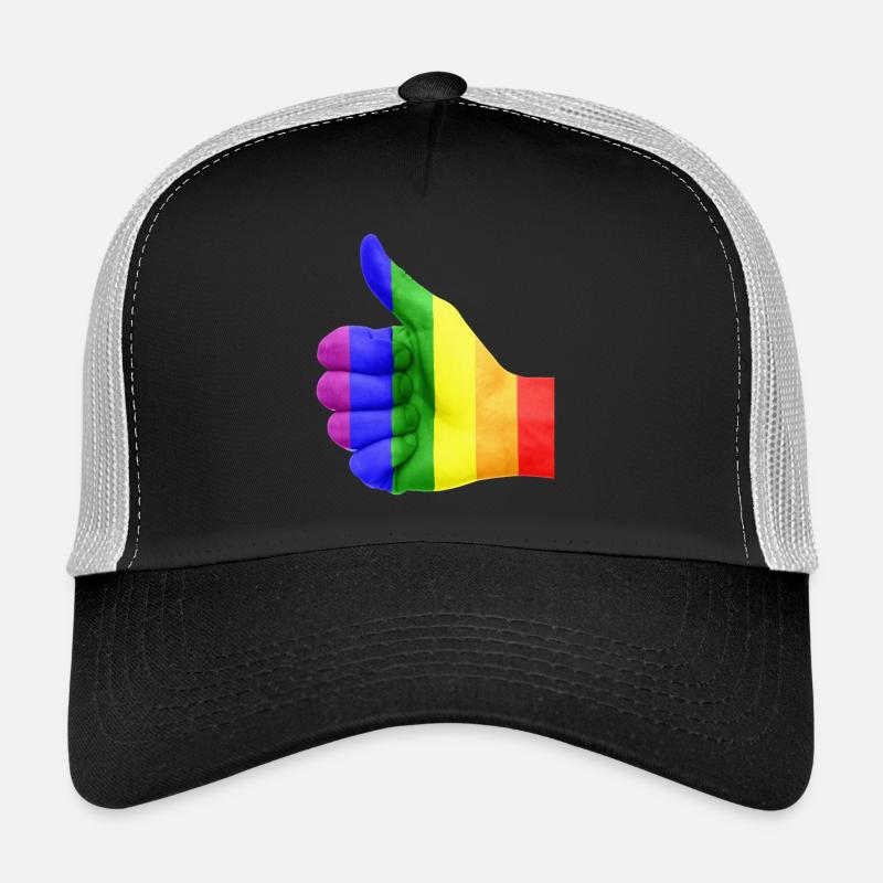 Rainbow LGBT Thumbs Up - Trucker Cap - black/stone grey