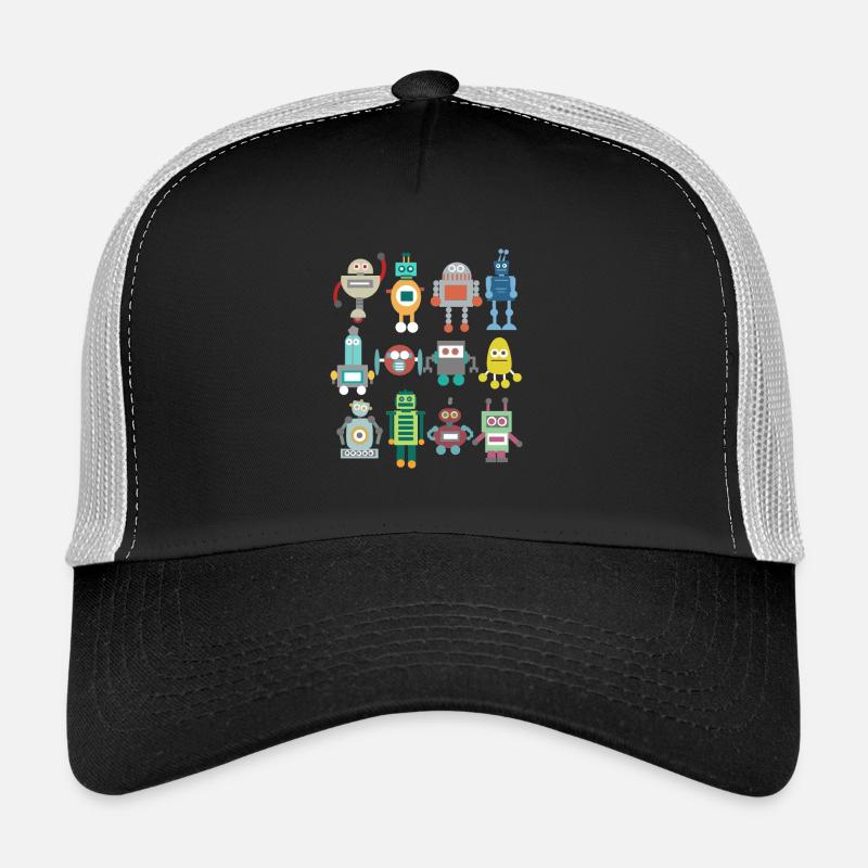 Nerd Robot Retro Funny Gift Technique Play - Trucker Cap - black/stone grey