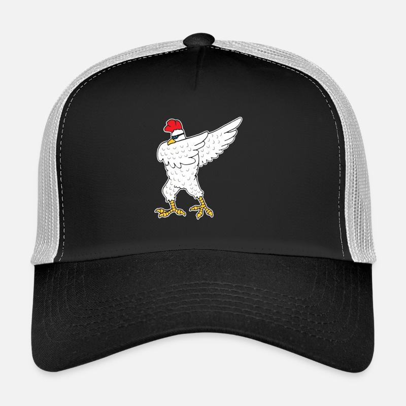dabbing chicken hen dance party funny gift - Trucker Cap - black/stone grey