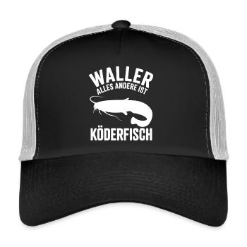 Wels Waller fischen Sportfischen Welsangeln - Trucker Cap - Schwarz/Steingrau - Vorne