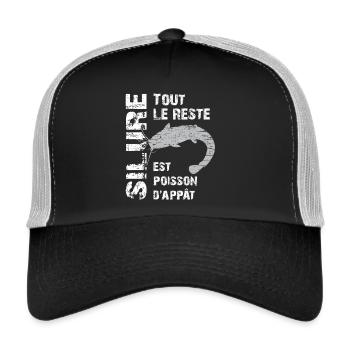 Pêche au silure Tout le reste est poisson d'appât - Casquette trucker  - noir/gris pierre - Devant