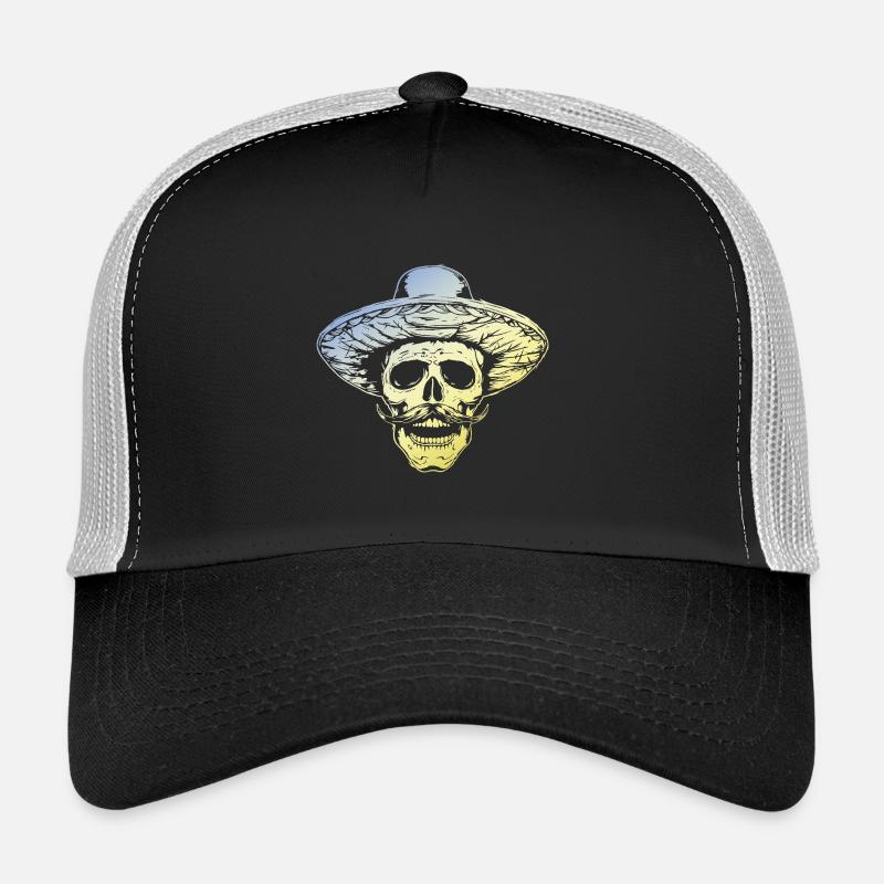 Mexikaner Skull - Trucker Cap - Schwarz/Steingrau
