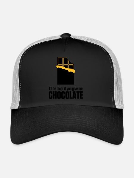 Give me chocolate. Then I am also friendly! - Trucker Cap - black/stone grey - Front