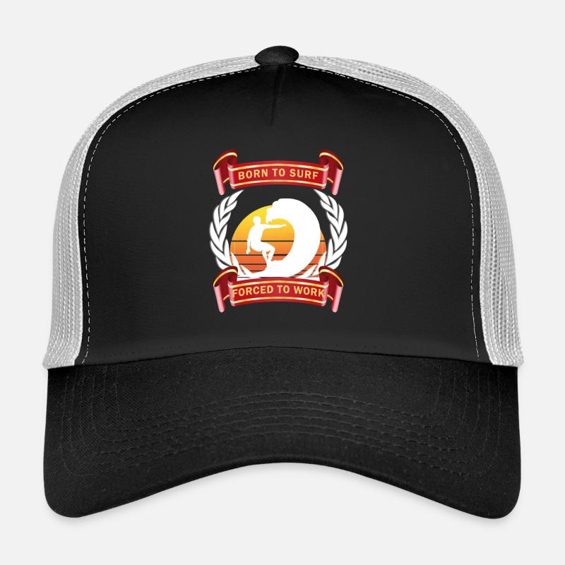Cadeau de surf surfeur BORN TO SURF Casquette trucker 