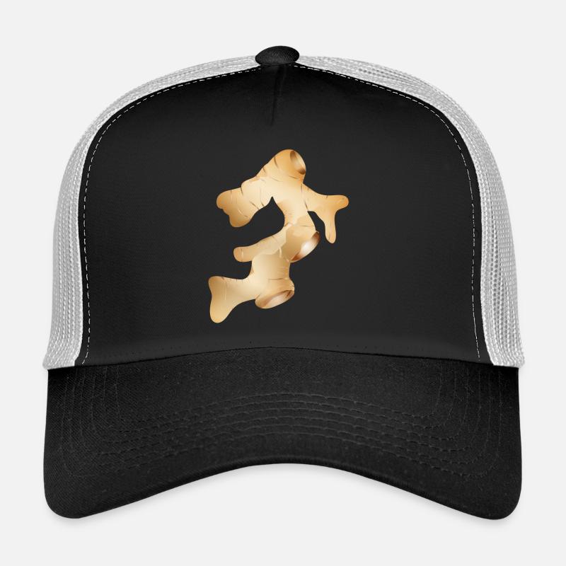 schöne glänzend frische Ingwer Knolle - Trucker Cap - Schwarz/Steingrau