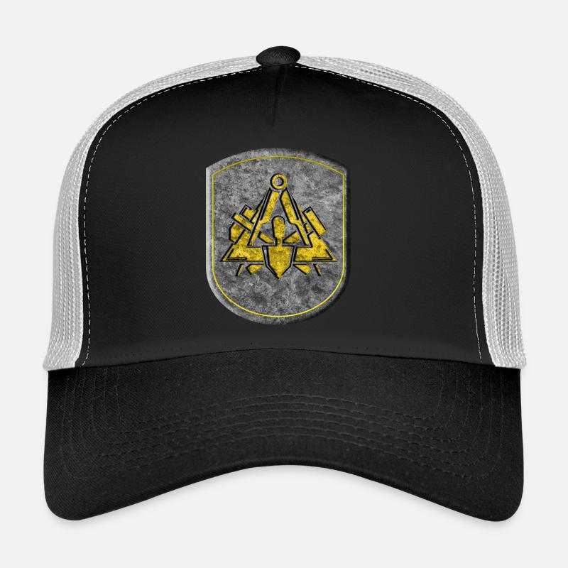 Signe de la guilde maçon 3D look pierre emblème or Casquette trucker 