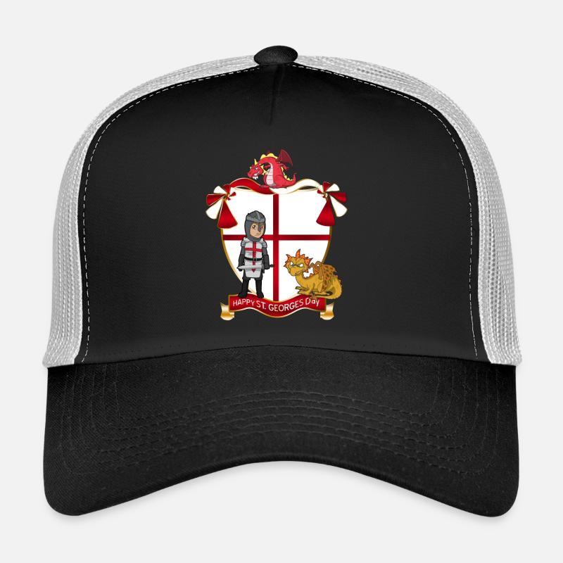 St George Crest: Dragon, Knight & Shield - Trucker Cap - black/stone grey