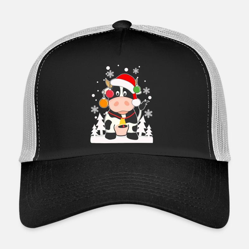 Lustige Kuh Schneeflocken Weihnachtsbaumkugeln - Trucker Cap - Schwarz/Steingrau