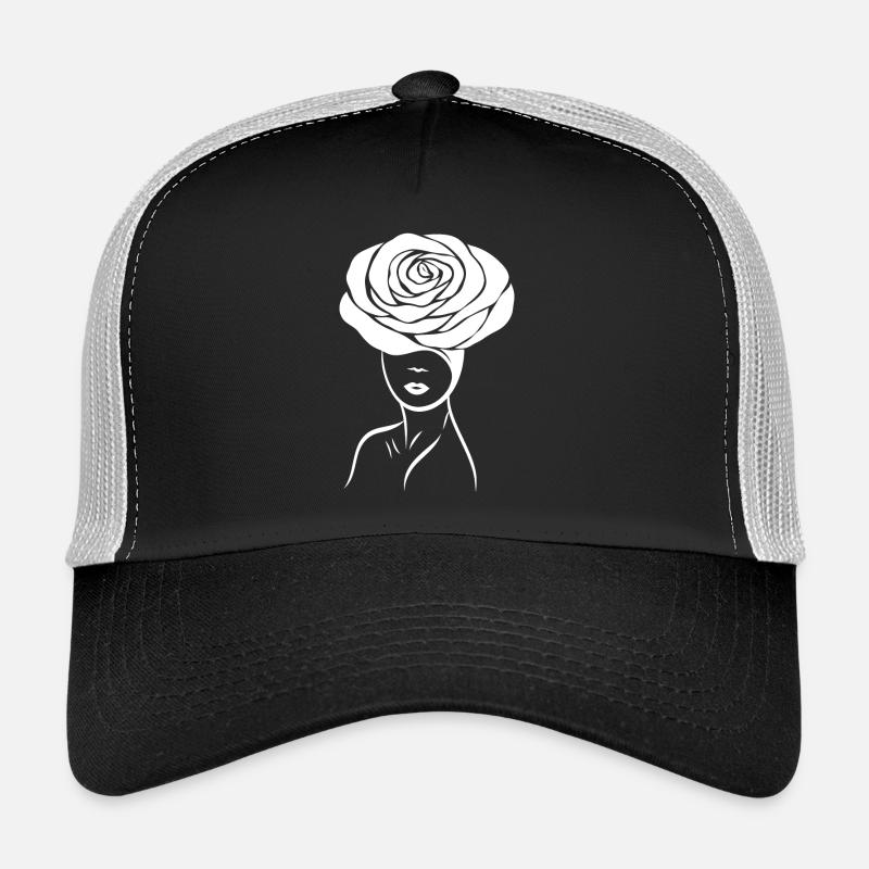 Fille / Dame avec une fleur (rose) sur la tête Casquette trucker 
