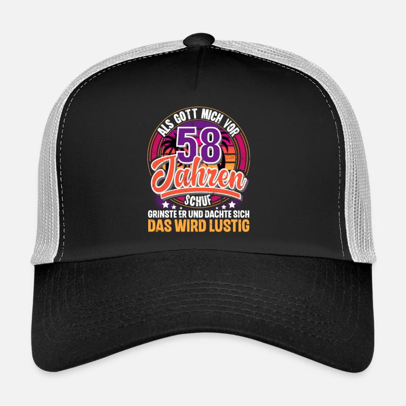58. Geburtstag Als Gott Mich Schuf Vor - Trucker Cap - Schwarz/Steingrau