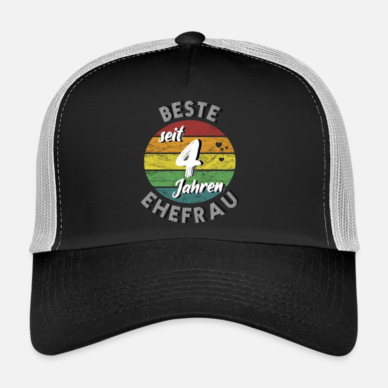 beste Ehefrau seit 4 Jahren 4. Hochzeitstag retro Trucker Cap