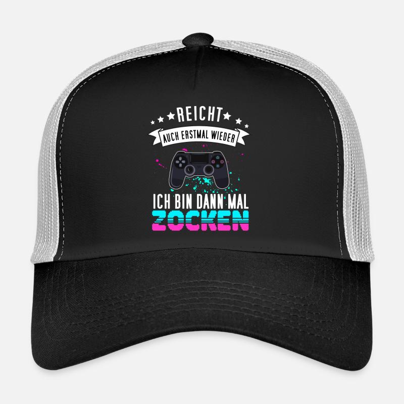 Gamer Design mit Controller - Funny Gaming Gamepad - Trucker Cap - Schwarz/Steingrau