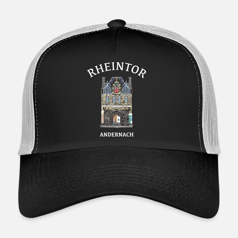 Kultiges Rheintor in Andernach - Trucker Cap - Schwarz/Steingrau