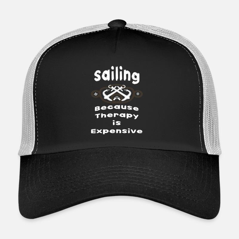 "Sailing Therapy" T-Shirt - Trucker Cap - Schwarz/Steingrau