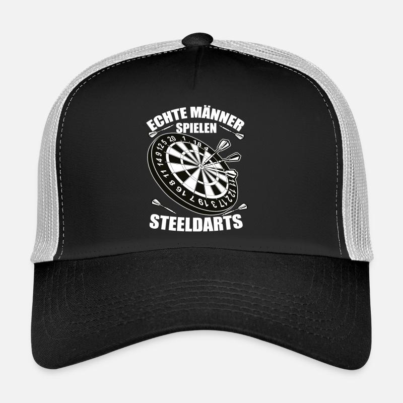 Echte Männer Spielen SteelDarts - Trucker Cap - Schwarz/Steingrau