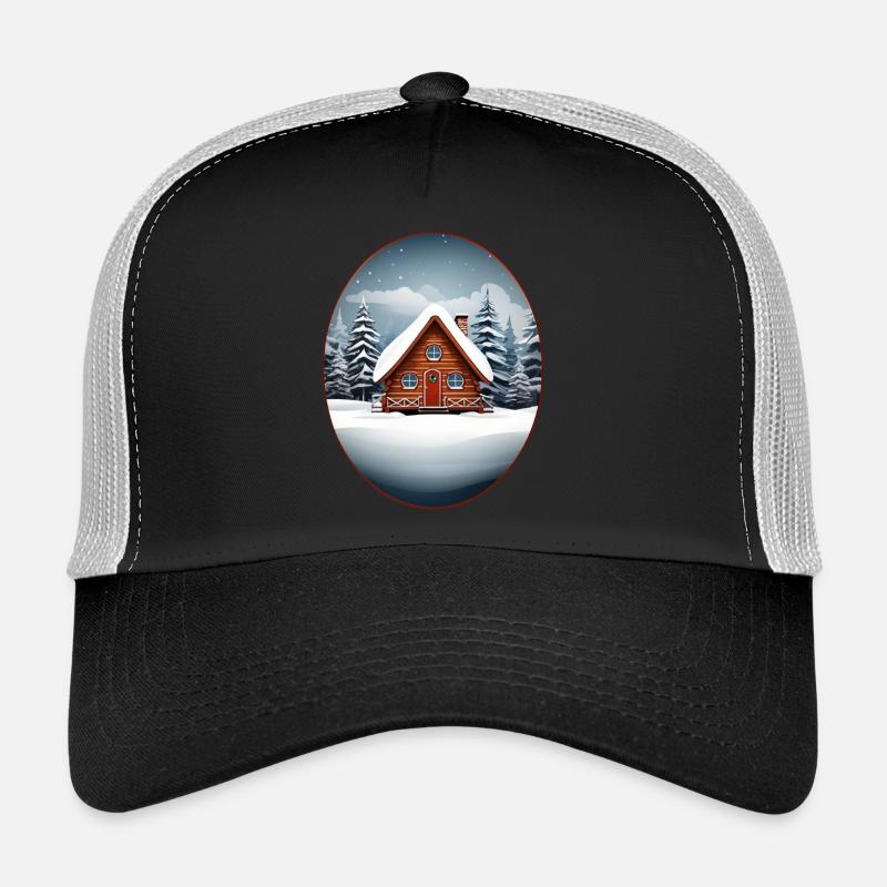Maison en bois, cabane de Noël Casquette trucker 