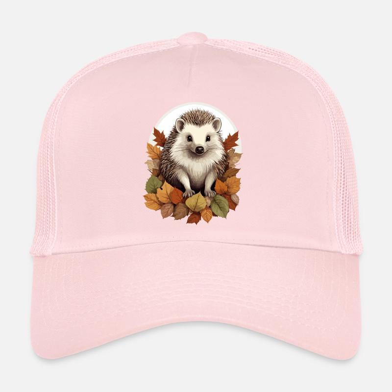 Hérisson mignon dans un tas de feuilles Casquette trucker 