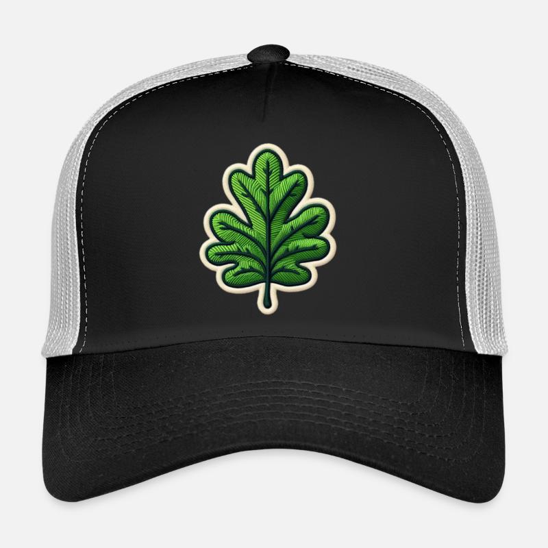 Grünes Blatt Patch - Trucker Cap - Schwarz/Steingrau