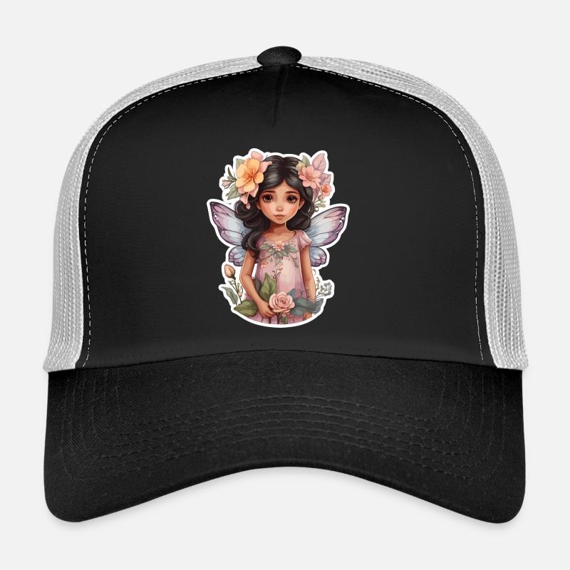 Kleine Fee mit Blumen - Trucker Cap - Schwarz/Steingrau