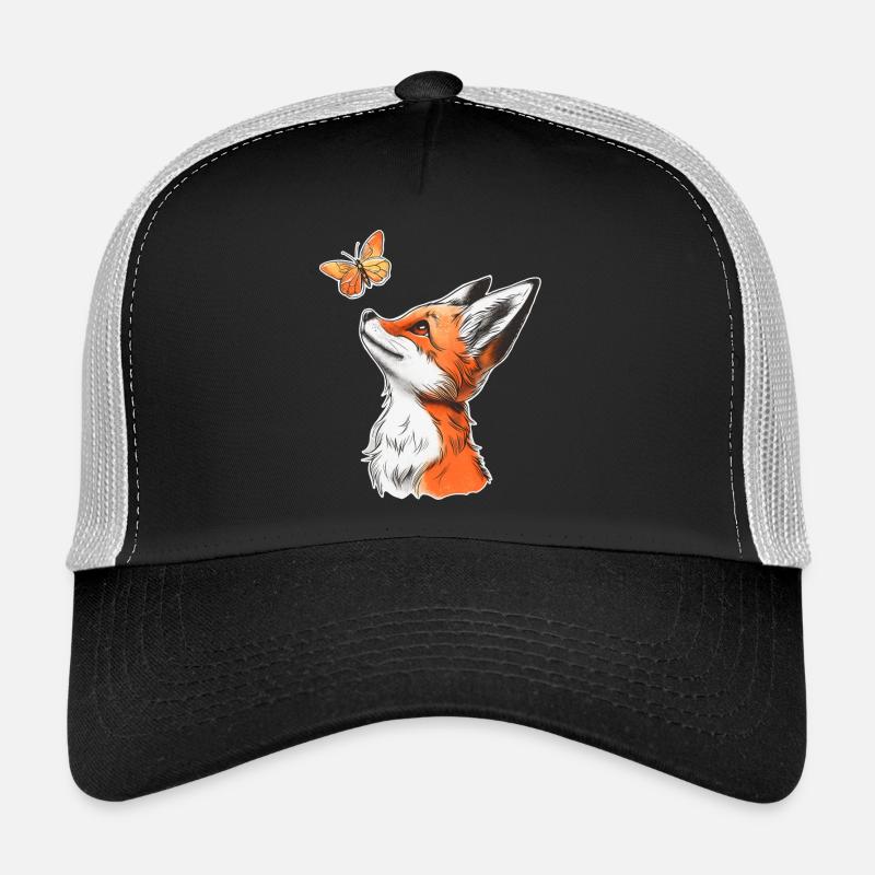 Fuchs mit Schmetterling - Trucker Cap - Schwarz/Steingrau