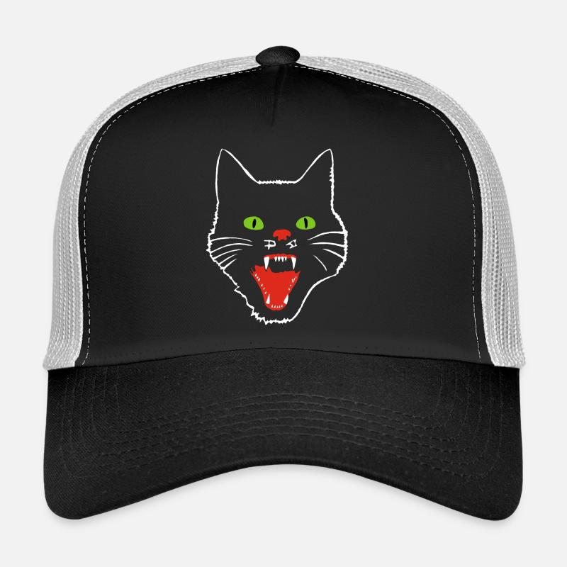 Chat terrifiant aux yeux verts Casquette trucker 